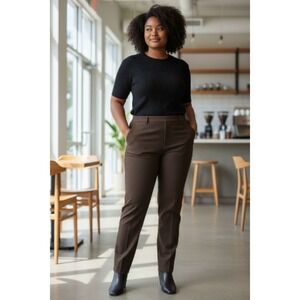 Ruby Road Brown Women's 14 Rayon Button And Zip Pants with Pockets